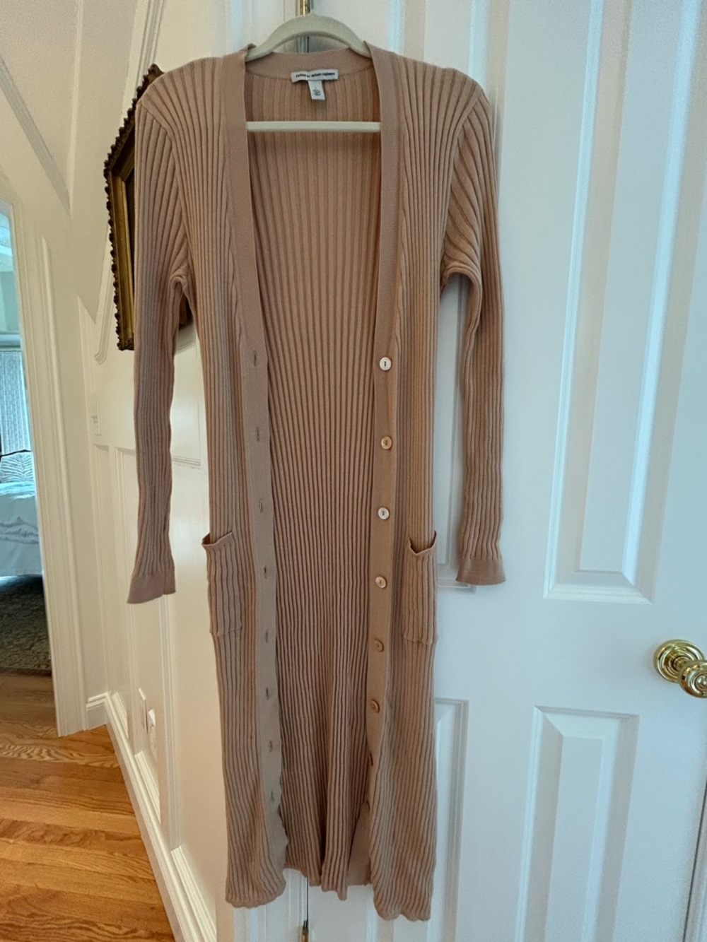 Cotton Ribbed Maxi Cardigan Duster Size L